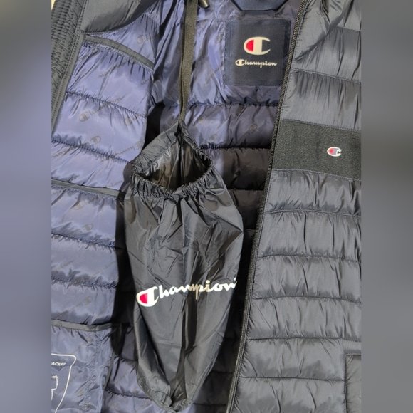 Champion Mens Navy Blue  Puffer Jacket Size S - Picture 11 of 15